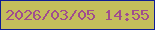 文字の大きさ：5、枠の色：0f1d95、背景の色：c4be5b、文字の色：a04d8e 無料ブログパーツのブログ時計