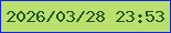 文字の大きさ：2、枠の色：0f27dc、背景の色：bbe070、文字の色：1f581b 無料ブログパーツのブログ時計