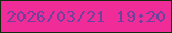 文字の大きさ：2、枠の色：0f2d0c、背景の色：f02c99、文字の色：6e429c 無料ブログパーツのブログ時計