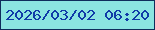 文字の大きさ：3、枠の色：0f2d5c、背景の色：8be5e1、文字の色：103ba8 無料ブログパーツのブログ時計