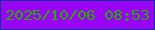 文字の大きさ：3、枠の色：0f339e、背景の色：9a04f4、文字の色：26ac01 無料ブログパーツのブログ時計