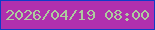 文字の大きさ：5、枠の色：0f3cc8、背景の色：b030ae、文字の色：adcb9e 無料ブログパーツのブログ時計