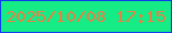 文字の大きさ：3、枠の色：0f3ded、背景の色：15ec86、文字の色：e18347 無料ブログパーツのブログ時計