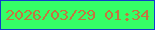 文字の大きさ：2、枠の色：0f3ecc、背景の色：35fe67、文字の色：c47540 無料ブログパーツのブログ時計