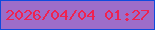 文字の大きさ：3、枠の色：0f4bdd、背景の色：9d6dc9、文字の色：ef2251 無料ブログパーツのブログ時計