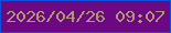 文字の大きさ：4、枠の色：0f50e1、背景の色：6b0882、文字の色：af996f 無料ブログパーツのブログ時計
