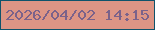 文字の大きさ：2、枠の色：0f536b、背景の色：dd9585、文字の色：7b628a 無料ブログパーツのブログ時計