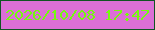 文字の大きさ：5、枠の色：0f5423、背景の色：db6fd6、文字の色：74fa0f 無料ブログパーツのブログ時計