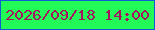 文字の大きさ：4、枠の色：0f5dd2、背景の色：22fb57、文字の色：a7135f 無料ブログパーツのブログ時計