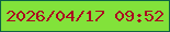 文字の大きさ：4、枠の色：0f6145、背景の色：82e23a、文字の色：aa0820 無料ブログパーツのブログ時計