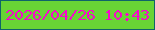 文字の大きさ：3、枠の色：0f6469、背景の色：68d435、文字の色：f608cb 無料ブログパーツのブログ時計