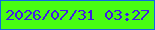 文字の大きさ：2、枠の色：0f68e2、背景の色：48fd12、文字の色：411be7 無料ブログパーツのブログ時計