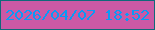 文字の大きさ：2、枠の色：0f697a、背景の色：cb59a5、文字の色：0a9af6 無料ブログパーツのブログ時計