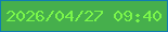 文字の大きさ：3、枠の色：0f7cb2、背景の色：46af4c、文字の色：7af64b 無料ブログパーツのブログ時計