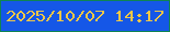 文字の大きさ：4、枠の色：0f8453、背景の色：1557e7、文字の色：efc747 無料ブログパーツのブログ時計