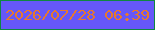 文字の大きさ：4、枠の色：0f8741、背景の色：6657f9、文字の色：e6782f 無料ブログパーツのブログ時計