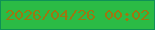 文字の大きさ：3、枠の色：0f9156、背景の色：2bbb45、文字の色：9d7611 無料ブログパーツのブログ時計