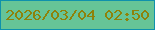 文字の大きさ：4、枠の色：0f91ac、背景の色：66c497、文字の色：8e820a 無料ブログパーツのブログ時計