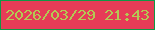 文字の大きさ：2、枠の色：0f9846、背景の色：e63c57、文字の色：b3ca53 無料ブログパーツのブログ時計