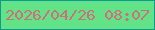 文字の大きさ：3、枠の色：0f9b90、背景の色：62e387、文字の色：ce6f7c 無料ブログパーツのブログ時計