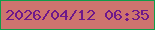 文字の大きさ：5、枠の色：0f9d4a、背景の色：ce746f、文字の色：6e188a 無料ブログパーツのブログ時計