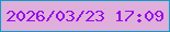 文字の大きさ：1、枠の色：0f9dc6、背景の色：e0aeda、文字の色：950be9 無料ブログパーツのブログ時計
