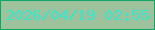 文字の大きさ：4、枠の色：0fa564、背景の色：9ec29c、文字の色：36e7ce 無料ブログパーツのブログ時計