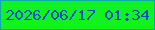 文字の大きさ：1、枠の色：0faaa7、背景の色：11f31c、文字の色：084dd1 無料ブログパーツのブログ時計