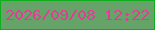 文字の大きさ：2、枠の色：0fae1d、背景の色：65a369、文字の色：e13d97 無料ブログパーツのブログ時計