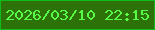 文字の大きさ：1、枠の色：0fbc1c、背景の色：2d7109、文字の色：59fc45 無料ブログパーツのブログ時計