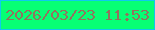 文字の大きさ：1、枠の色：0fc9ee、背景の色：07ff74、文字の色：92735e 無料ブログパーツのブログ時計