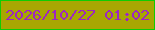 文字の大きさ：3、枠の色：0fcc03、背景の色：a8a702、文字の色：9d26c2 無料ブログパーツのブログ時計