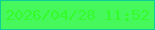 文字の大きさ：4、枠の色：0fcc99、背景の色：46f85b、文字の色：34fc28 無料ブログパーツのブログ時計
