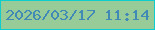 文字の大きさ：5、枠の色：0fccce、背景の色：97cb97、文字の色：428ab6 無料ブログパーツのブログ時計
