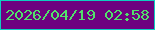 文字の大きさ：2、枠の色：0fcdc0、背景の色：6e0180、文字の色：51e16b 無料ブログパーツのブログ時計