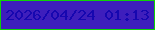 文字の大きさ：2、枠の色：0fd106、背景の色：3e1ebc、文字の色：1607b0 無料ブログパーツのブログ時計