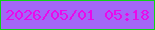 文字の大きさ：5、枠の色：0fd218、背景の色：a466f7、文字の色：e90aea 無料ブログパーツのブログ時計