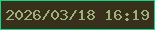 文字の大きさ：1、枠の色：0fd989、背景の色：38301a、文字の色：9db17d 無料ブログパーツのブログ時計