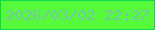 文字の大きさ：3、枠の色：0fda4b、背景の色：56fa3b、文字の色：74c8a9 無料ブログパーツのブログ時計