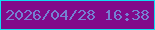 文字の大きさ：2、枠の色：0fddf2、背景の色：810a8a、文字の色：7580d2 無料ブログパーツのブログ時計