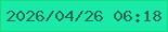 文字の大きさ：2、枠の色：0fde84、背景の色：1be9a8、文字の色：1c6859 無料ブログパーツのブログ時計