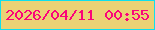 文字の大きさ：2、枠の色：0fdfed、背景の色：ebd275、文字の色：fb0579 無料ブログパーツのブログ時計