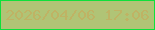 文字の大きさ：1、枠の色：0fe03b、背景の色：b0c476、文字の色：bfb364 無料ブログパーツのブログ時計