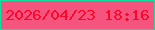 文字の大きさ：5、枠の色：0fe2a0、背景の色：f5547e、文字の色：fa092c 無料ブログパーツのブログ時計