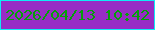 文字の大きさ：2、枠の色：0fecf5、背景の色：972dc5、文字の色：049f0a 無料ブログパーツのブログ時計