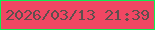 文字の大きさ：5、枠の色：0fed53、背景の色：f04763、文字の色：5f4f4e 無料ブログパーツのブログ時計