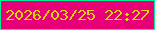 文字の大きさ：5、枠の色：0fed92、背景の色：e70076、文字の色：ded605 無料ブログパーツのブログ時計