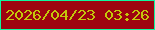 文字の大きさ：5、枠の色：0ff69e、背景の色：9d0410、文字の色：c3c70b 無料ブログパーツのブログ時計