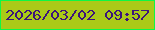 文字の大きさ：2、枠の色：0ff745、背景の色：abca18、文字の色：3d147a 無料ブログパーツのブログ時計
