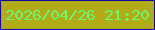 文字の大きさ：2、枠の色：1004a5、背景の色：b1ab15、文字の色：68ff77 無料ブログパーツのブログ時計